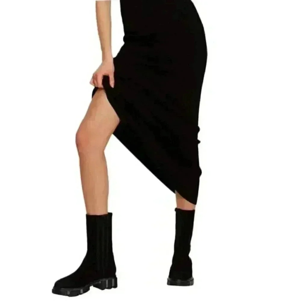 Free People Brooks Midcalf Chelsea Suede Boots, Black